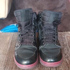 Black and Red High-Top Sneakers,SIZE 6Y, Excellent Condition
